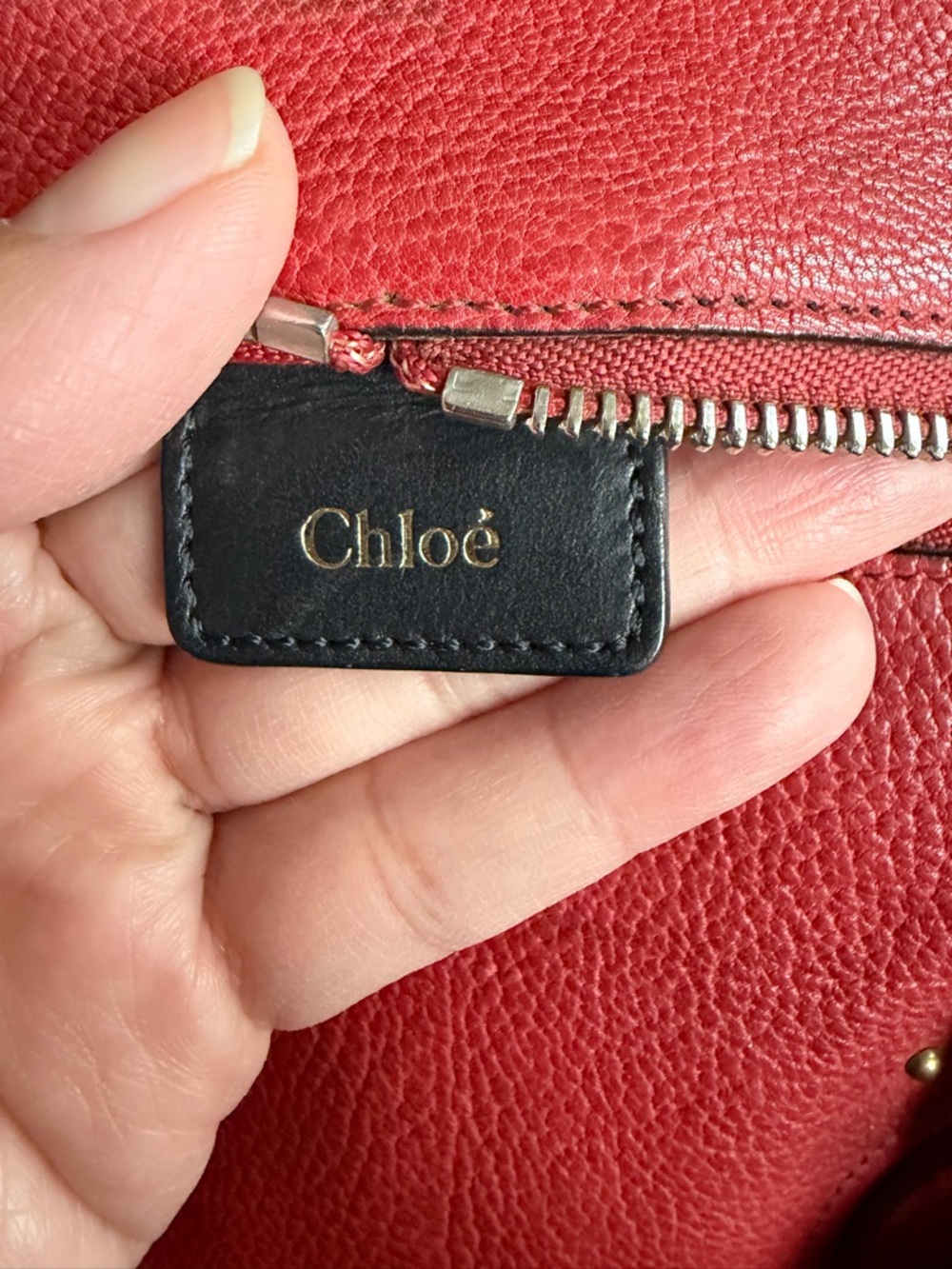 Chloe Red Leather Satchel with Gold Hardware - Picture 9 of 9